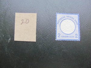 GERMANY 1872 HINGED MI.NR. 20 SMALL SHIELD SINGLE $30