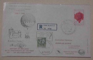 YUGOSLAVIA   BALLOON   FLIGHT  20-12-80 REGISTERED