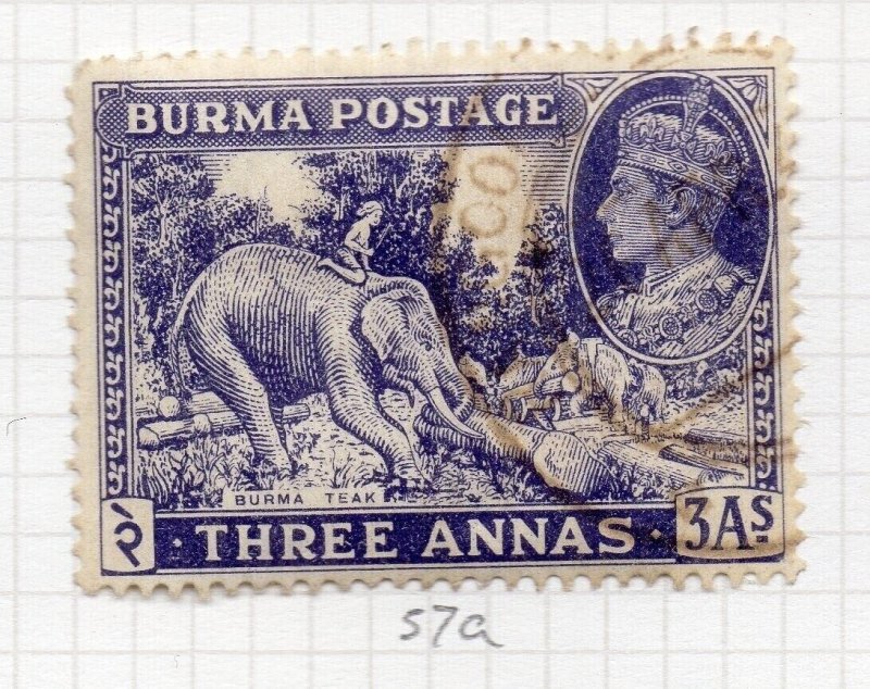 Burma 1946 GVI Issue Fine Used 3a. NW-204027 