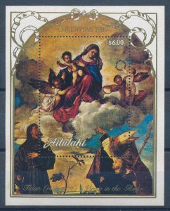 [116594] Aitutaki 1989 Christmas Art paintings Titian Souvenir Sheet MNH