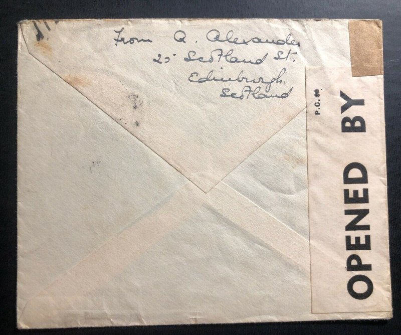 1941 Edinburgh Scotland England Censored Cover To Istanbul Turkey