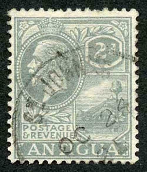 Antigua SG70a 1921-29 Script wmk 2d grey VARIETY WMK SIDEWAYS St Johns 1925 CDS