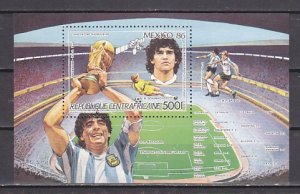 Central Africa, Scott cat. 817. `86 World Cup Soccer s/sheet. ^