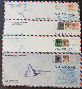 PAA Pan Am Clipper MALAYA SINGAPORE PHILIPPINES USA FLIGHT COVERS SET