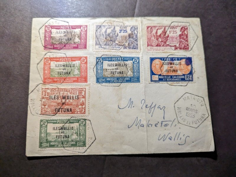 1953 France New Caledonia Wallis and Futuna Overprint Cover Mata Utu to Malaetol