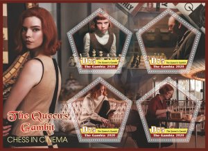 Stamps. Cinema. Chess. The Queen`s gambit  2020 year 1+1 sheets perforated