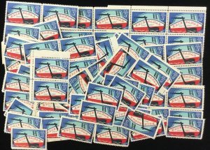 1325    Erie Canal 150th Anniversary 100  MNH 5 c stamps FV $5.00  1967