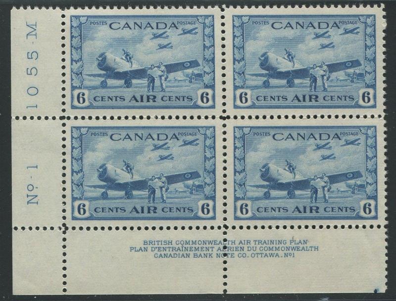 CANADA B.O.B. C7 MINT PLATE BLOCK VF NH LL