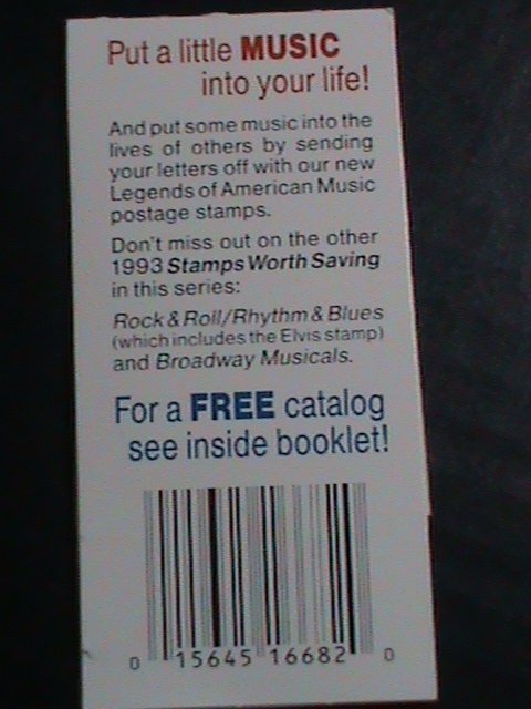 ​UNITED STATES-1993 SC# 2271-4 AMERICAN MUSIC MNH BOOKLET OF 4 STAMP VERY FINE
