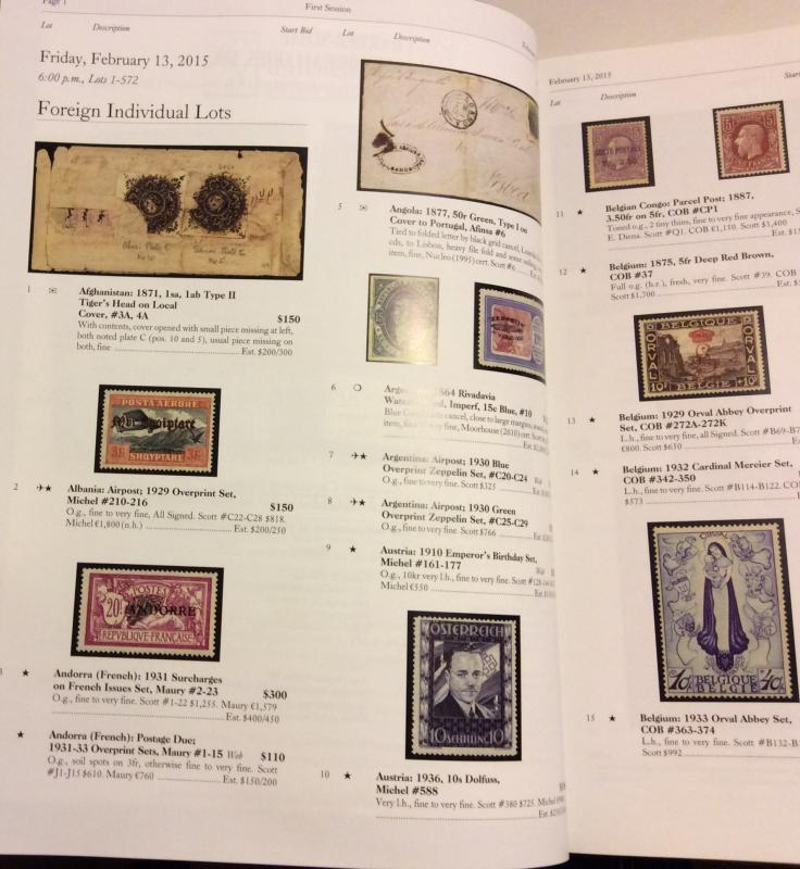 Harmer-Schau Philatelic Auction Feb.2015,Worldwide,Foreign & US Postage,VF !!