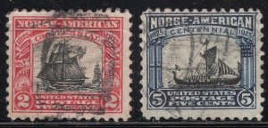 Scott # 620 & #621  Lot E959  Norse-American  Used