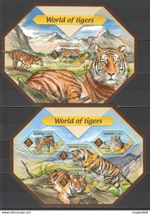 2014 Solomon Islands World Of Tigers Animals Wild Cats #2667-71 1+1 ** Ls244