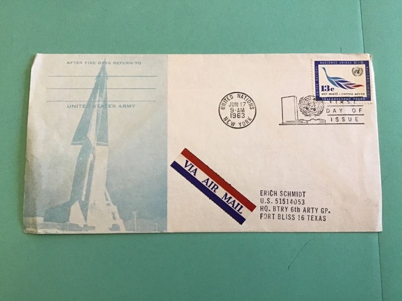 United Nations  New York First Day Issue 1963 Air Mail Stamp Cover R42786 