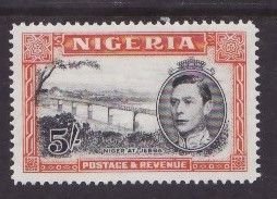 Nigeria-Sc#64b- id8-unused og NH 5sh KGVI-perf 14-1948-any rainbow coloring