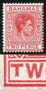 Bahamas SG152a 2d Scarlet Variety Short T in Two M/Mint