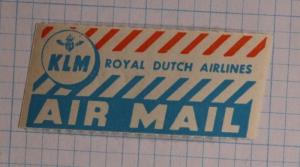 Via Airmail Etiquette Label seal ad Mint KLM Royal Dutch Airlines Logo advert