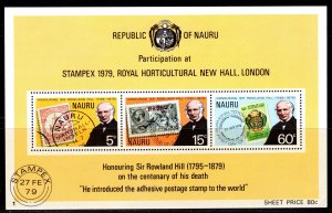 Nauru  1979 Sc#197a STAMPS ON STAMPS/ROWLAND HILL Souvenir Sheet MNH