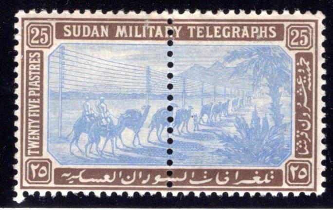 Sudan Military Telegraph, H24, MNH, 25 pias pale blue and brown, Wmk. Sudanese