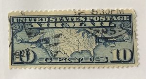 USA 1926-27 Scott C7 used - 10c,  Map of U.S.  &  2 Mail Planes