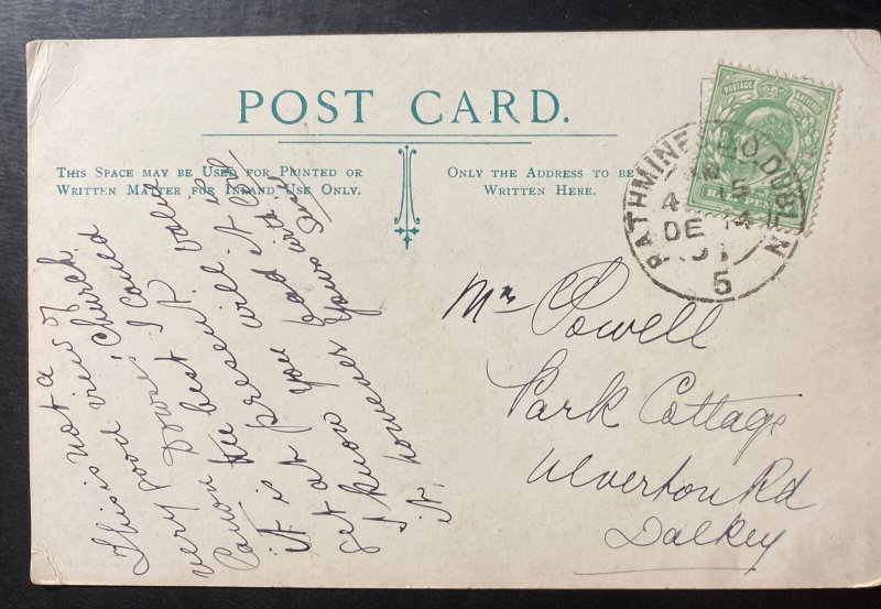 1910s Dublin England Real Picture Postcard Cover To Dalkey Monkstown Church 