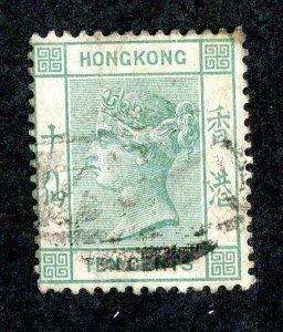 1882 Hong Kong Sc# 43a blue grey used cv. $47.50 ( 3670 BCX5 )