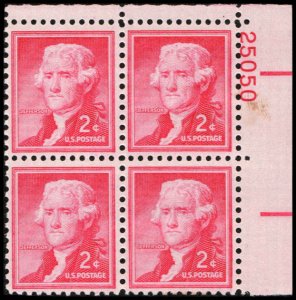 US #1033 JEFFERSON MNH UR PLATE BLOCK #25050