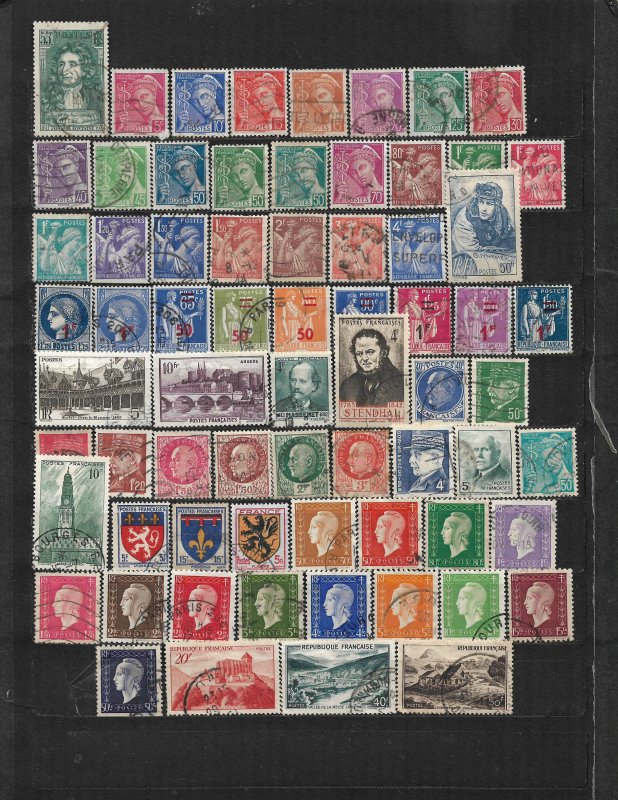 COLLECTION LOT OF 69 FRANCE 1938+ STAMPS