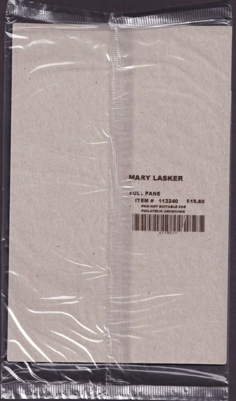 Scott #3432B 78¢ Mary Lasker Full Sheet of 20 Stamps - Sealed Brown