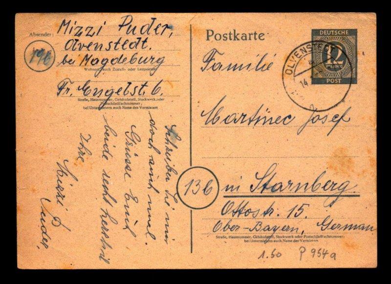 Germany 1948 12pf Postal Card Used - L7834