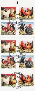 Sweden Scott 2685 e luxury cancels used complete booklet Poultry breeds roosters