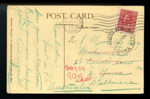 ?2 cent Admiral to MELBOURNE, AUSTRALIA early 1912, post card Canada