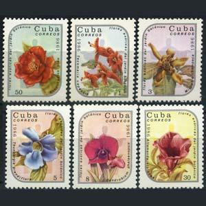 CUBA 1986 - Scott# 2836-41 Exotic Flowers Set of 6 NH