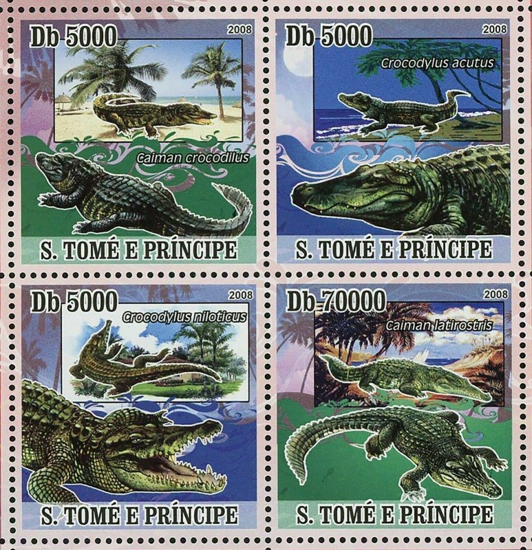 Crocodiles Stamp Caiman Crocodilus Crocodylus Acutus S/S MNH #3355-3358