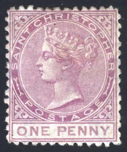 St Christopher 1871 1d Magenta WMK INVERTED SG2w Sc2v LMM/MLH Cat £160($208)