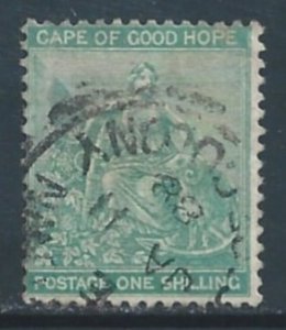 Cape Of Good Hope #50 Used 1sh Hope & Symbols of Colony With Frame Line - W...