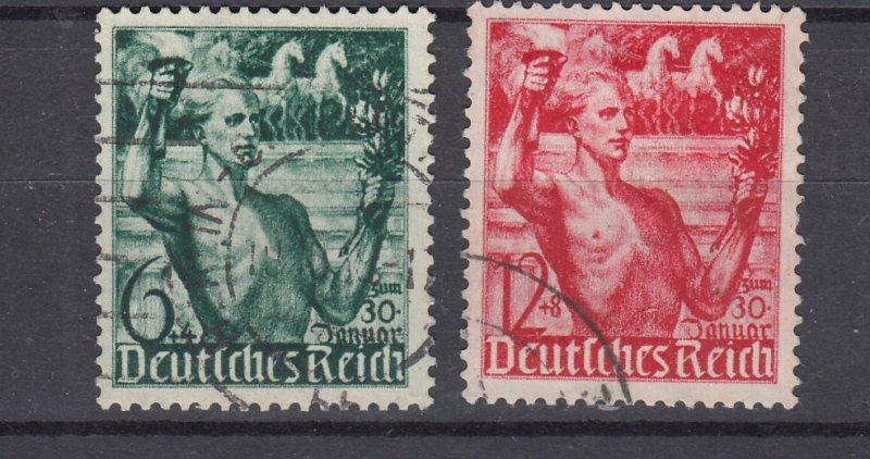 J28695, 1938 nazi germany set used #b116-7 carrying torch