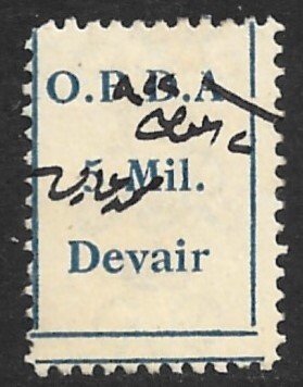 PALESTINE 1924 OPDA DEVAIR 5m Revenue WMK Upright Bale 99 Used