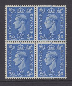 Great Britain SG#489 KGVI 2 1/2d Light Ultramarine Block of 4 MNH