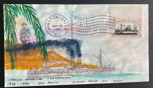 1998 Salem NC USA Paqueboat Hand Painted Cover Spanish American War Centenary