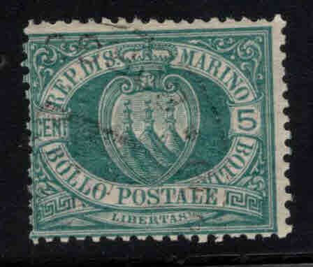 San Marino Scott 6 Used  Green 1899 stamp