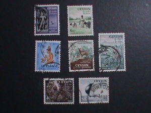 ​CEYLON- 1957 SC#319-25 VERY OLD- MINT AND USED CEYLON STAMPS SET VERY FINE