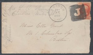 US Sc 183 on cover w/ Negative J Fancy Cancel