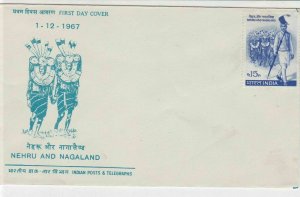 India 1967 Nehru & Nagaland UNUSED F.D.C. Stamps Cover ref R 18025