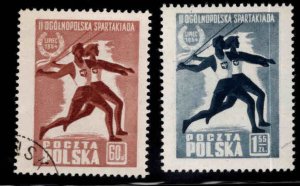 Poland Scott 631-632 sports used CTO stamps Sparticus Games 1954