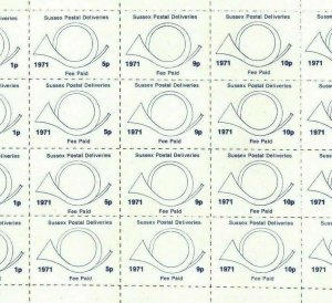 GB STRIKE POST 1971 *Sussex Delivery* FULL SHEET {20} 1p-11p Mint UMM MNH MAX6