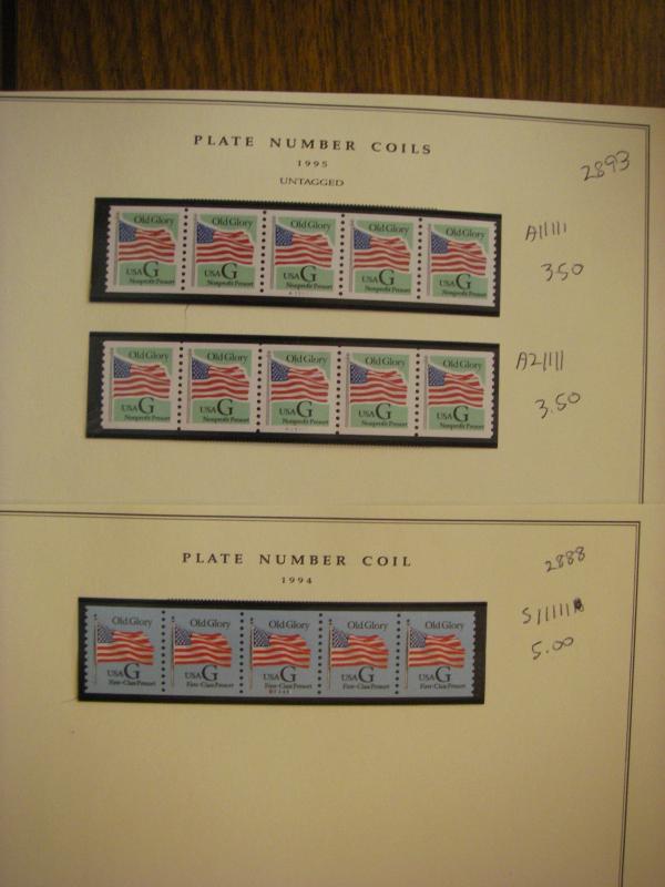 Scott 2886b - 2893, COMPLETE G Flag PNC COLLECTION, 45 PNC5 strips, MNH Beauties