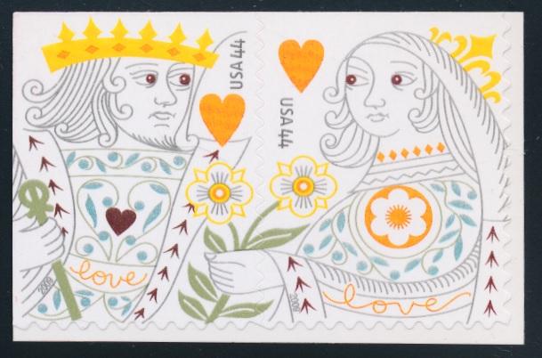 4405a 44¢ King and Queen of Hearts, setenant pair