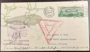 C18  FDC LINPRINT CACHET Century of Progress Zeppelin FLIGHT Oct 4, 1933