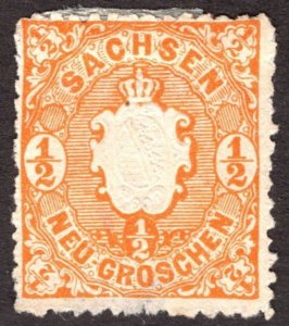 1864, Saxony, 1/2gr, MNG, Sc 16