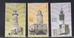 Malta # 1042-1044, Lighthouses, Mint NH, 1/2 Cat.